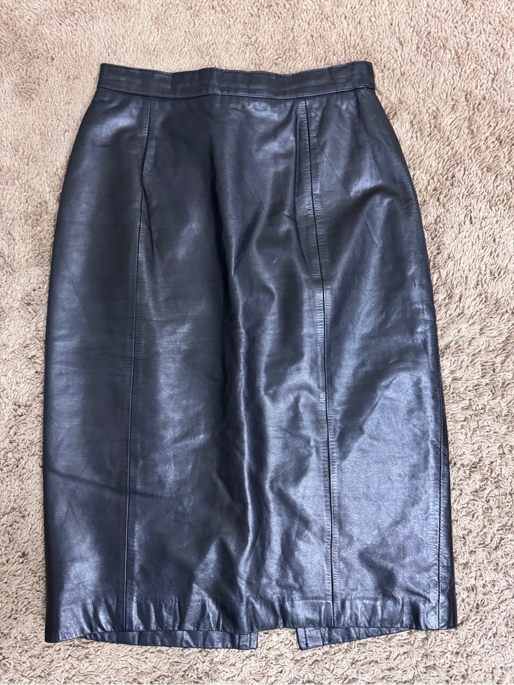 VTG Wilsons Leather Pencil Skirt Black Genuine Leather Midi Classic Minimalist 2
